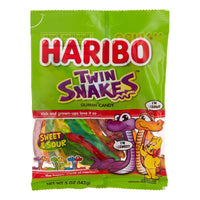 Haribo Twin Snakes Sweet/Sour Gummi Candy 5 oz (Pack of 12)