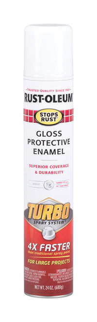 Rust-Oleum Stops Rust Turbo Spray System Gloss White Protective Enamel Spray Paint 24 oz (Pack of 6)