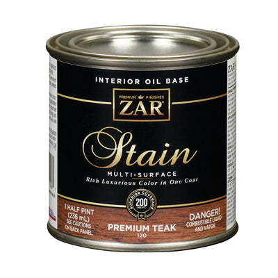 ZAR Semi-Transparent Smooth Premium Teak Medium Oil Wood Stain 1/2 pt. (Pack of 6)