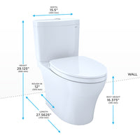 TOTO Aquia IV WASHLET+ Two-Piece Elongated Dual Flush 1.28 and 0.9 GPF Toilet with CEFIONTECT, Cotton White - MS446124CEMGN#01