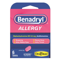 Benadryl Allergy Allergy Sinus Relief 6 ct (Pack of 6)