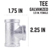 BK Products 1/2 in. FPT x 1/2 in. Dia. FPT Galvanized Malleable Iron Tee (Pack of 5)