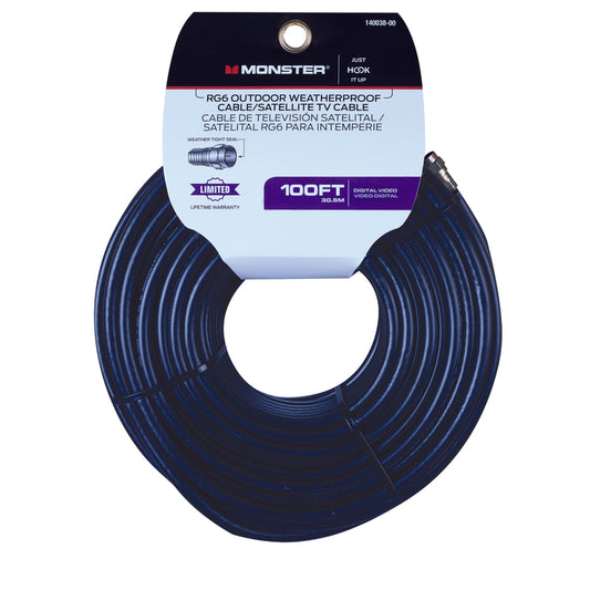 Monster Cable Just Hook it Up 100 ft. Weatherproof Video Coaxial Cable (Pack of 2)