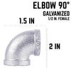 B & K Products Galvanized Malleable Iron 90 Deg. Equal Elbow 1/2 x 1/2 FPT Dia. in. (Pack of 5)
