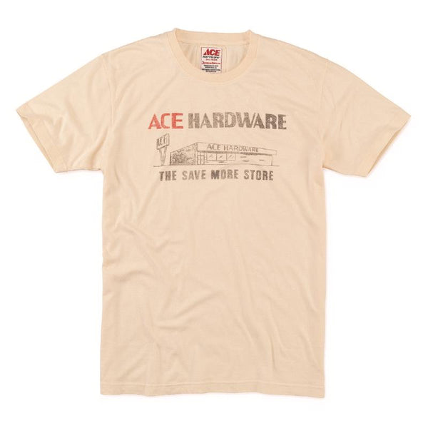 Camiseta de cuello redondo y manga corta para hombre Ace Vintage Threads M en color crema