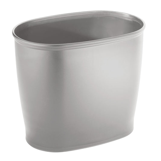 iDesign Kent Silver Plastic Oval Wastebasket