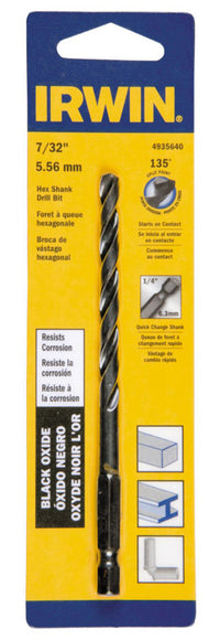 Irwin 7/32 in. X 4-4/12 in. L High Speed Steel Drill Bit Quick-Change Hex Shank 1 pc