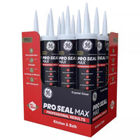 GE Pro Seal Max Crystal Clear Silicone 1 Kitchen and Bath Caulk Sealant 9 fl. oz. (Pack of 12)