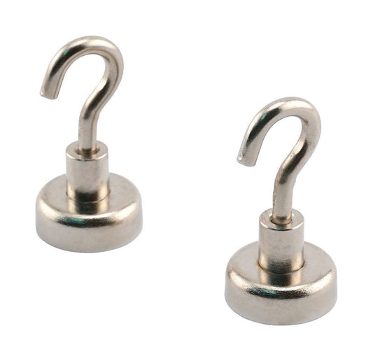 Magnet Source 1.4 in. L X .787 in. W Silver Magnetic Hook 28 lb. pull 2 pc