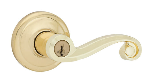 Kwikset SmartKey Lido Polished Brass Entry Lockset KW1 1-3/4 in.