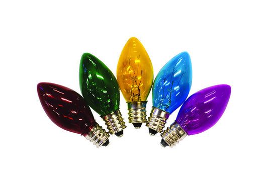 Holiday Bright Lights Incandescent C7 Multicolored 25 ct Replacement Christmas Light Bulbs 0.08 ft.