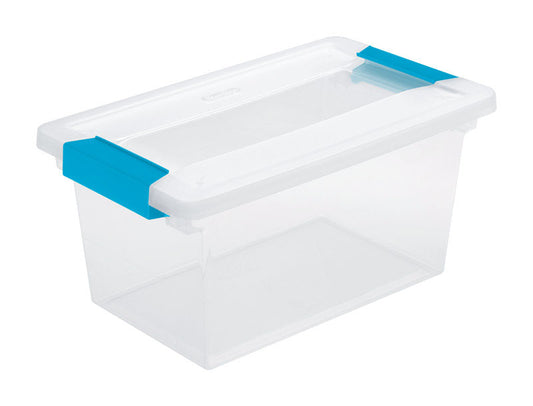 Sterilite Clear Medium Clip Box with Blue Aquarium Latches 11 L x 5.4 H x 6.6 W in. (Pack of 4)