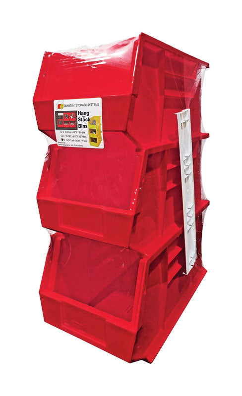 Quantum Storage 8-1/4 in. W X 13-3/4 in. H Stack and Hang Bin Polypropylene 3 pk Red