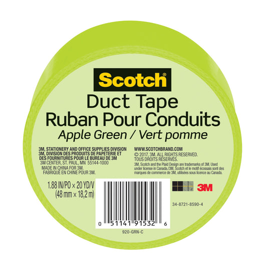 Scotch 1.88 in. W X 20 yd L Green Solid Duct Tape