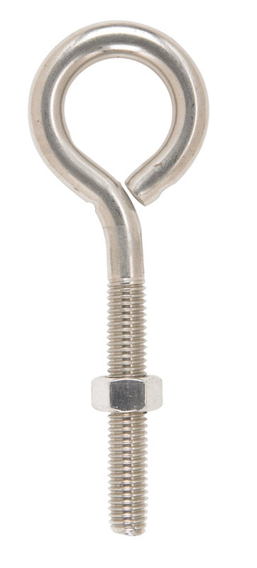 Hampton 1/2 in. x 6 in. L Stainless Steel Eyebolt Nut Included (Pack of 5)