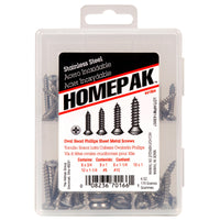 Homepak Assorted in. Phillips Oval Head Stainless Steel Sheet Metal Screw Kit