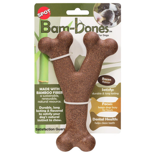 Spot Bam-bones Brown Bacon-Flavored Wish Bone Dog Toy 1 pk