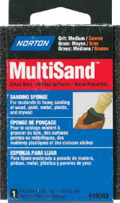 Norton MultiSand 4 in. L x 2.75 in. W x 1 in. 80/120 Grit Fine/Medium 2-Sided Sanding Sponge (Pack of 20)