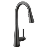Matte black one-handle high arc pulldown kitchen faucet