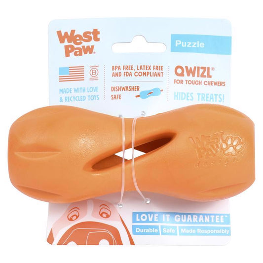 West Paw Zogoflex Orange Plastic Qwizl Pet Toy Small in. 1 pk