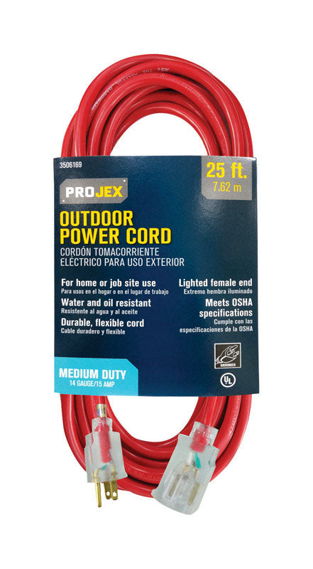 Projex Indoor or Outdoor 25 ft. L Red Extension Cord 14/3 SJTOW