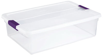 Sterilite 17551706 32 Quart ClearView Latchâ„¢ Storage Box With Sweet Plum Latches (Pack of 6)