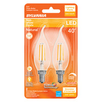Sylvania Natural B10 E12 (Candelabra) LED Bulb Soft White 40 Watt Equivalence 2 pk