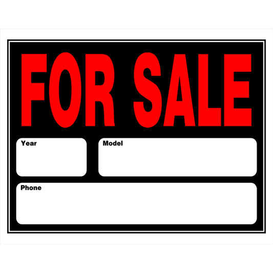 Hillman English Black Auto For Sale Sign 15 in. H X 19 in. W (Pack of 6)
