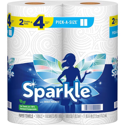 Sparkle White 2-Ply Recycled 58 ft. L Roll Paper Towels 6 L x 11 W in. (Pack of 12)
