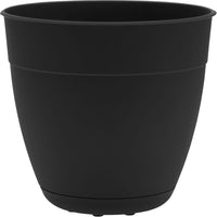 Bloem Dayton Planter 8 in. Dia. Plastic Flower Pot with Attached Saucer Black