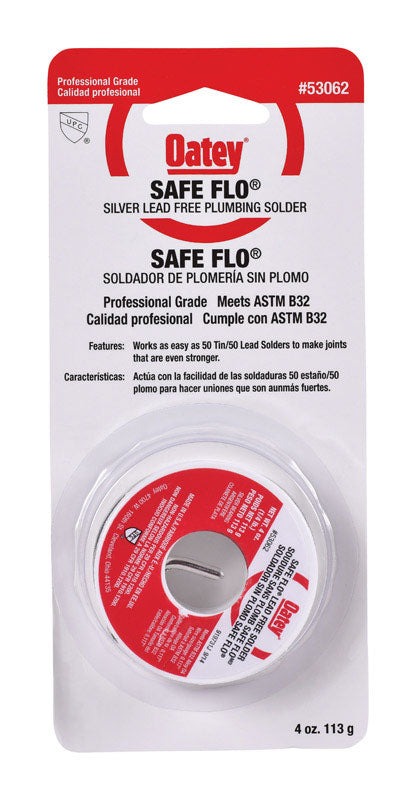 Oatey Safe-Flo 4 oz Lead-Free Plumbing Wire Solder Silver-Bearing 50/50 1 pc