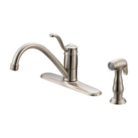 Oakbrook Collection Tucana One Handle Brushed Nickel Kitchen Faucet Side Sprayer Included