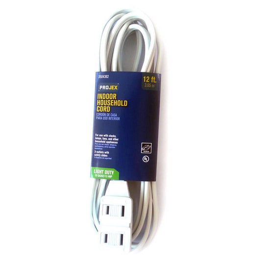 Projex Indoor 12 ft. L White Extension Cord 16/2 SPT-2