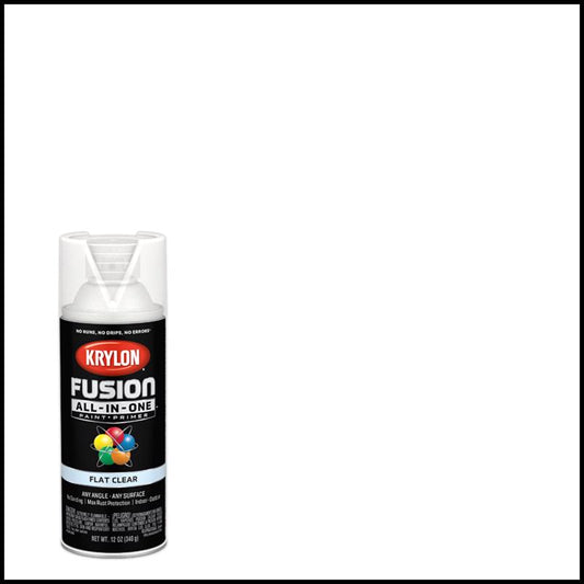 Krylon Fusion All-In-One Flat Clear Paint + Primer Spray Paint 12 oz (Pack of 6).