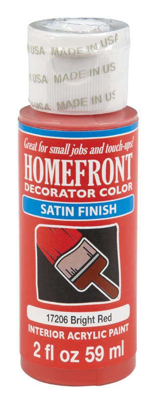 Homefront Decorator Color Satin Bright Red Hobby Paint 2 oz. (Pack of 3)