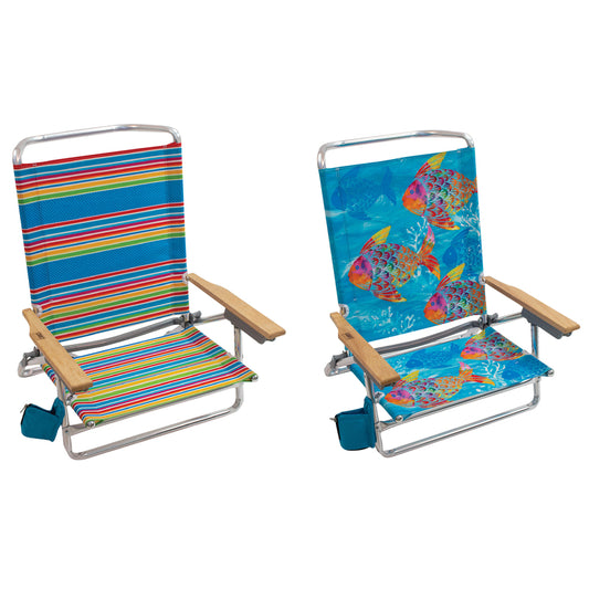 Rio Brands 5 position Adjustable Assorted Beach Folding Chair (Pack of 4)
