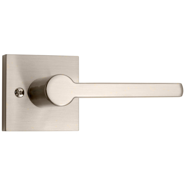Vienna Door Lever with Square Rosette, Dummy (Non-Turning) Latch, Satin Nickel by Stone Harbor Hardware