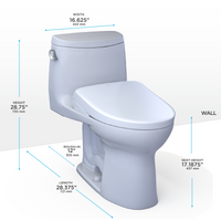 TOTO® WASHLET®+ UltraMax® II One-Piece Elongated 1.28 GPF Toilet with Auto Flush WASHLET®+ S7 Contemporary Bidet Seat, Cotton White - MW6044726CEFGA#01