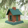 North States Log Cabin Wild Bird 1 lb Plastic Log Cabin Hopper Bird Feeder 4 ports