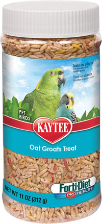 Kaytee Forti-Diet Pro Health Oat Groats Bird Treat Jar 11 oz | High-Protein Natural Snack for Parakeets, Finches & Parrots