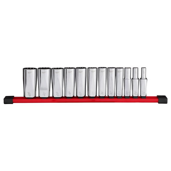 Milwaukee 3/8 in. drive SAE 12 Point Deep Well Socket Set 12 pc