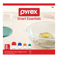 Pyrex Smart essentials 1, 1.5, 2.5, 4 Glass Assorted Mixing Bowl Set 8 pc. (Pack of 2)