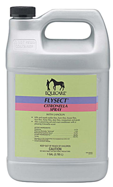 Equicare Flysect Citronella Refill with Lanolin Fly Repellent for Horses Kills and Repels Flying Insects Grooming Aid 1 Gal