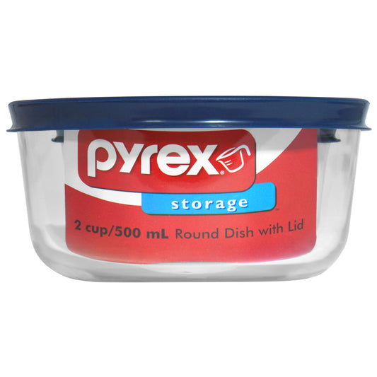 Pyrex 6017399 2 Cup Storage Plus® Round Dish With Plastic Cover (Pack of 6)