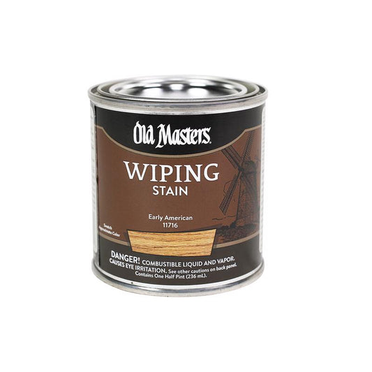 Old Masters Semi-Transparent Early American Oil-Based Wiping Stain 0.5 pt (Pack of 6)