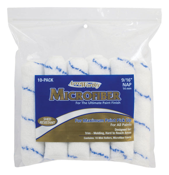 Funda para rodillo de pintura en miniatura de microfibra ArroWorthy de 6,5 pulg. de ancho x 9/16 pulg., paquete de 10 (paquete de 6)