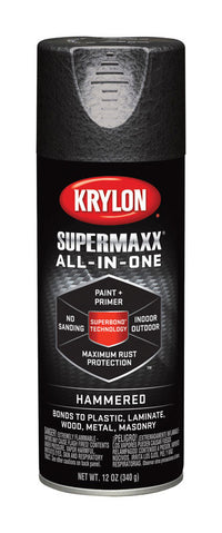 Krylon SuperMaxx Hammered Black All-In-One Spray Paint 12 oz.