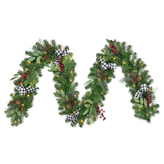 Celebrations 12 in. D X 9 ft. L LED Prelit Warm White Decorated Garland (Pack of 4)