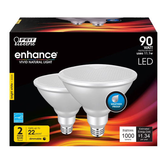 Feit Enhance PAR38 E26 (Medium) LED Bulb Bright White 90 Watt Equivalence 2 pk