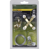 HILLMAN ReadyNail Polished Brass Gold Picture Hanging Kit 30 lb 10 pc